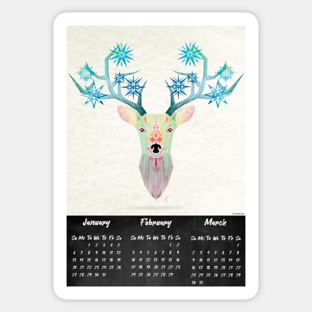 deer winter calendar 2020 Sticker by Manoou